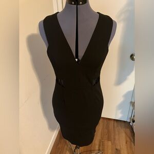 OBSESSION Black Cutout Bodycon V Neck Dress Size Large